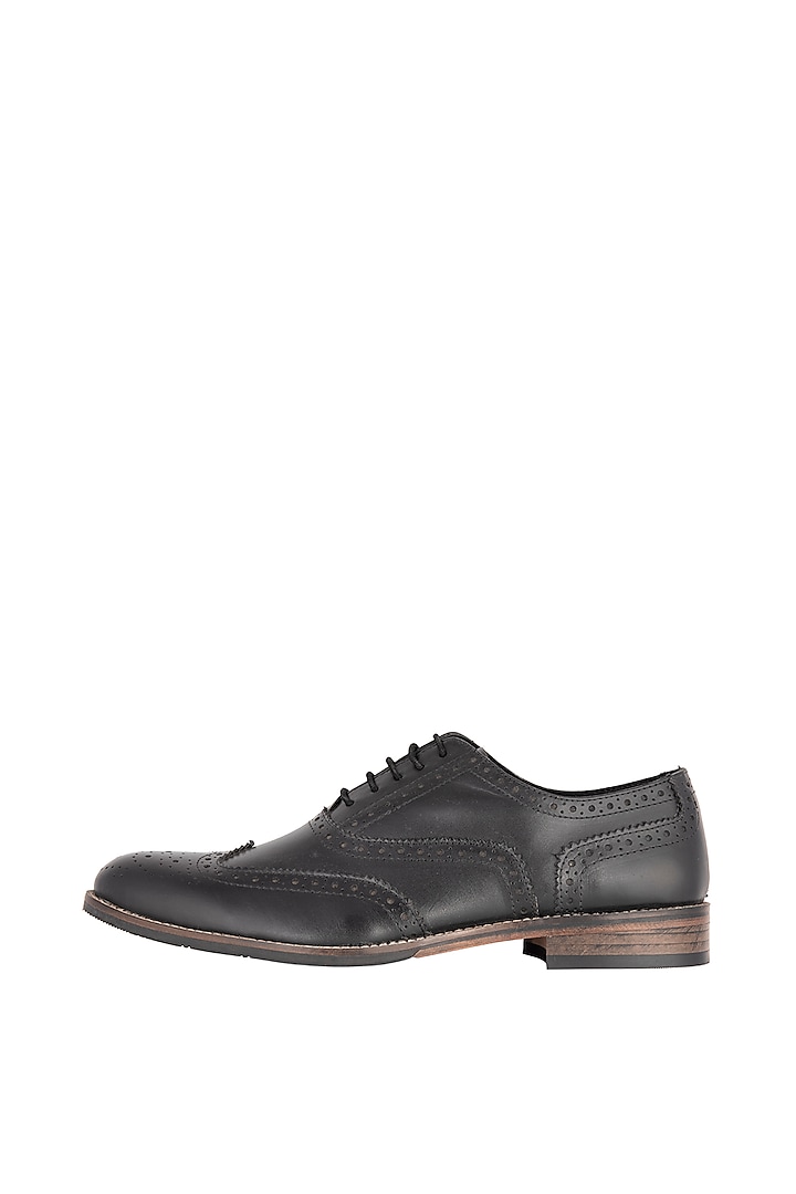 Black Hand Painted Oxford Shoes by Harper Woods