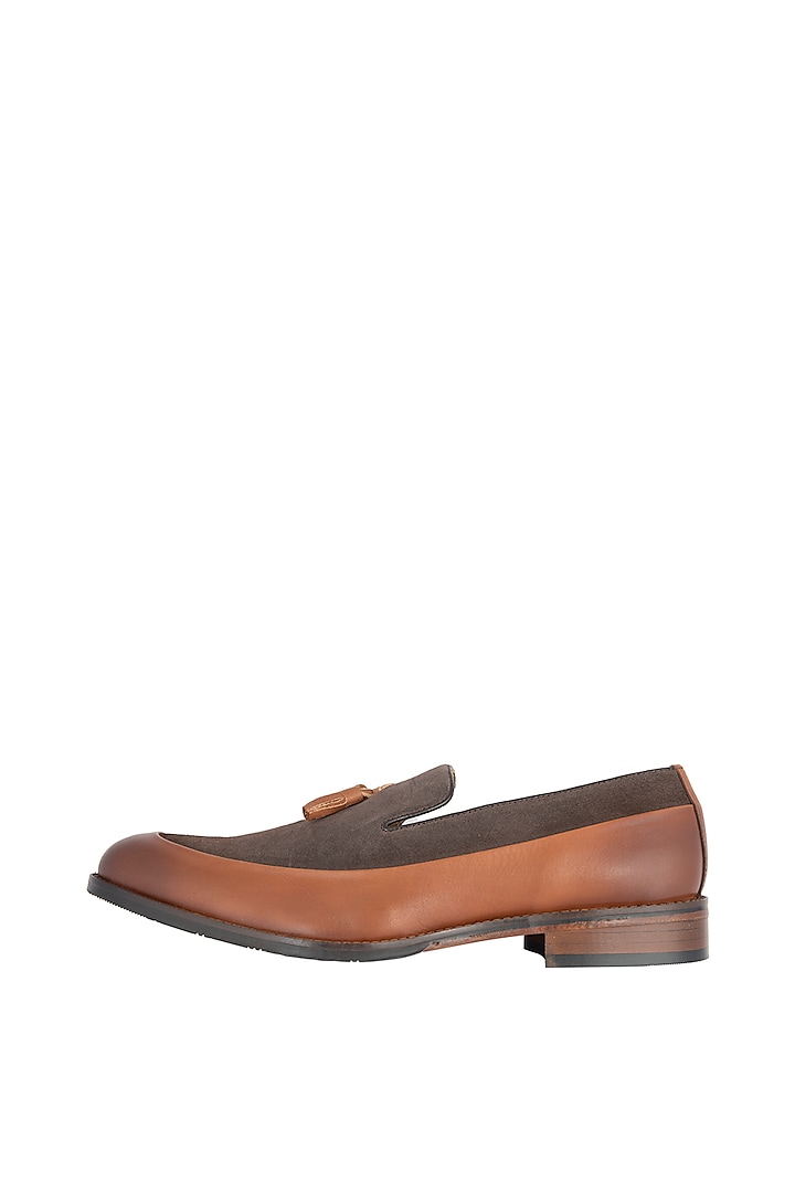 Tan Hand Painted Tassel Loafers by Harper Woods