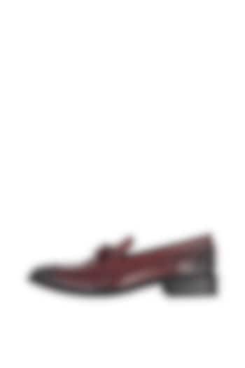 Red Hand Painted Tassel Loafers by Harper Woods