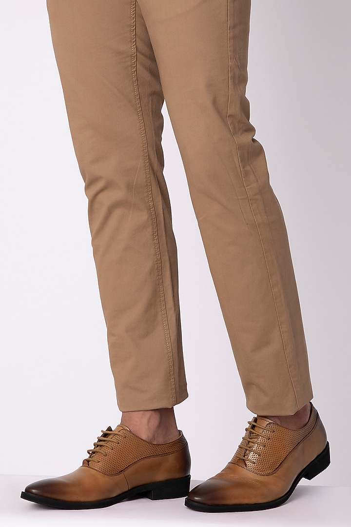 Tan Hand Painted Oxford Shoes by Harper Woods at Pernia's Pop Up Shop