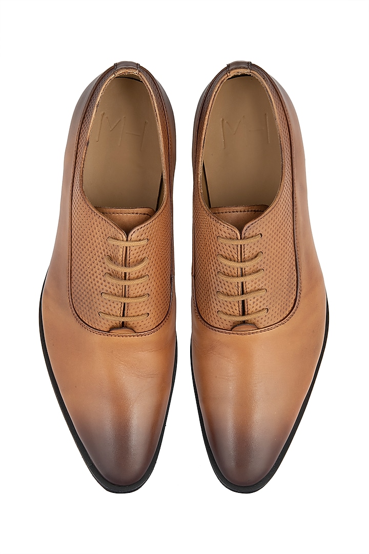 Tan Hand Painted Oxford Shoes by Harper Woods at Pernia's Pop Up Shop