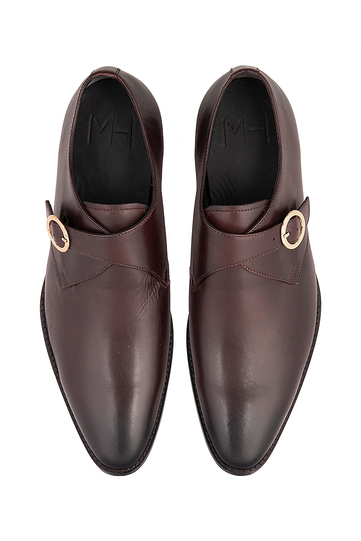 Bordo Brown Hand Painted Monk Shoes by Harper Woods at Pernia's Pop Up Shop