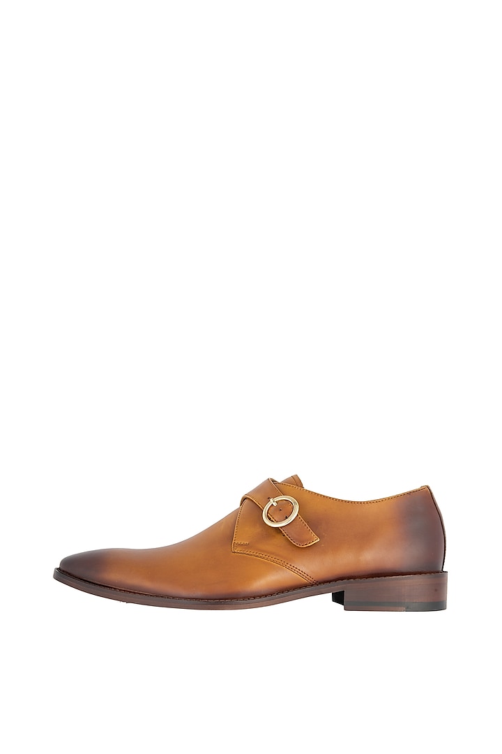 Tan Hand Painted Monk Shoes by Harper Woods