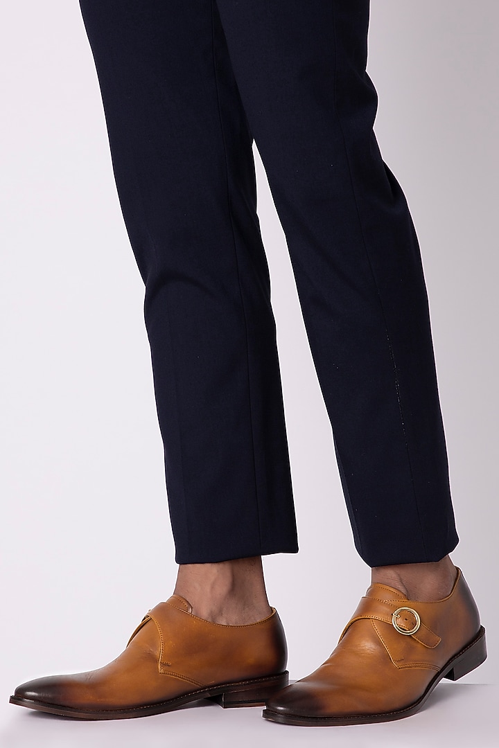 Tan Hand Painted Monk Shoes by Harper Woods at Pernia's Pop Up Shop