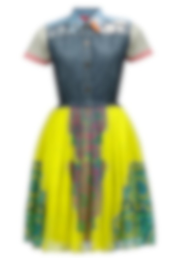 Yellow medallion and denim baby doll dress available only at Pernia's Pop-Up Shop