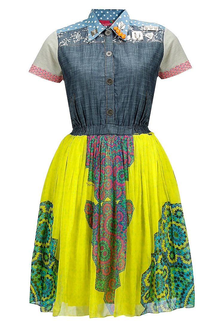 Yellow medallion and denim baby doll dress available only at Pernia's Pop-Up Shop