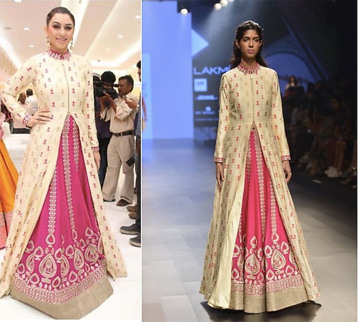 Pink intricate handcrafted lehenga available only at Pernia's Pop Up Shop.