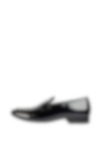 Black Classic Patent Loafer Shoes by Harper Woods