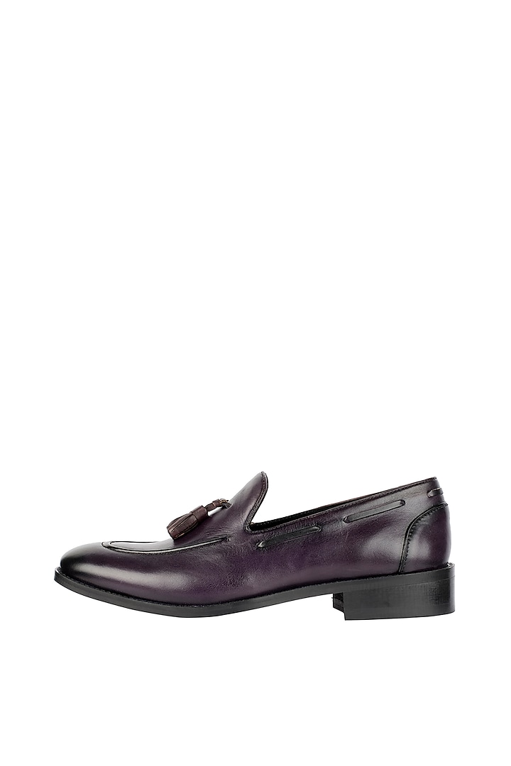 Purple Hand Painted Tasseled Loafer Shoes by Harper Woods