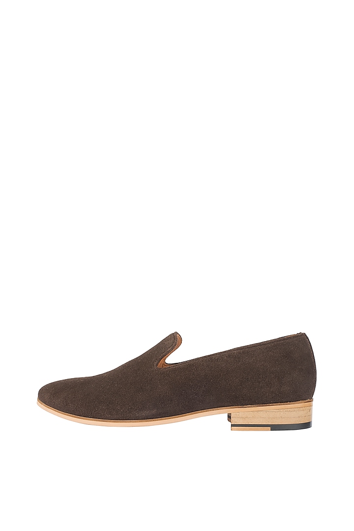 Chocolate Suede Loafer Shoes by Harper Woods