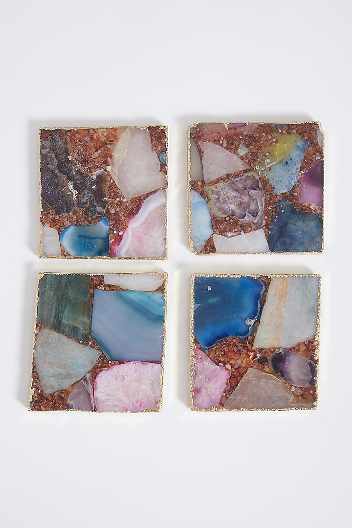 Multi-Colored Agate Coasters (Set of 4) by Home Couture Collective