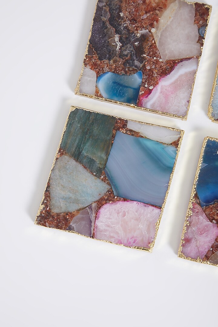 Multi-Colored Agate Coasters (Set of 4) by Home Couture Collective at Pernia's Pop Up Shop