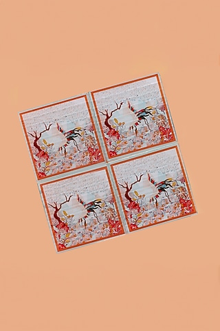 Red & White Fluted Glass Coaster (Set of 2) by Home Couture Collective