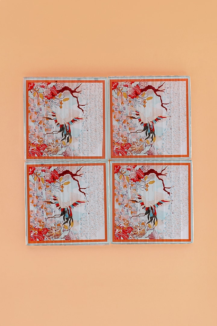 Red & White Fluted Glass Coaster (Set of 2) by Home Couture Collective at Pernia's Pop Up Shop