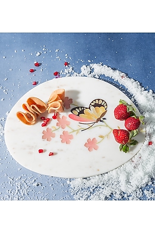 White Italian Marble Serving Platter by Home Couture Collective