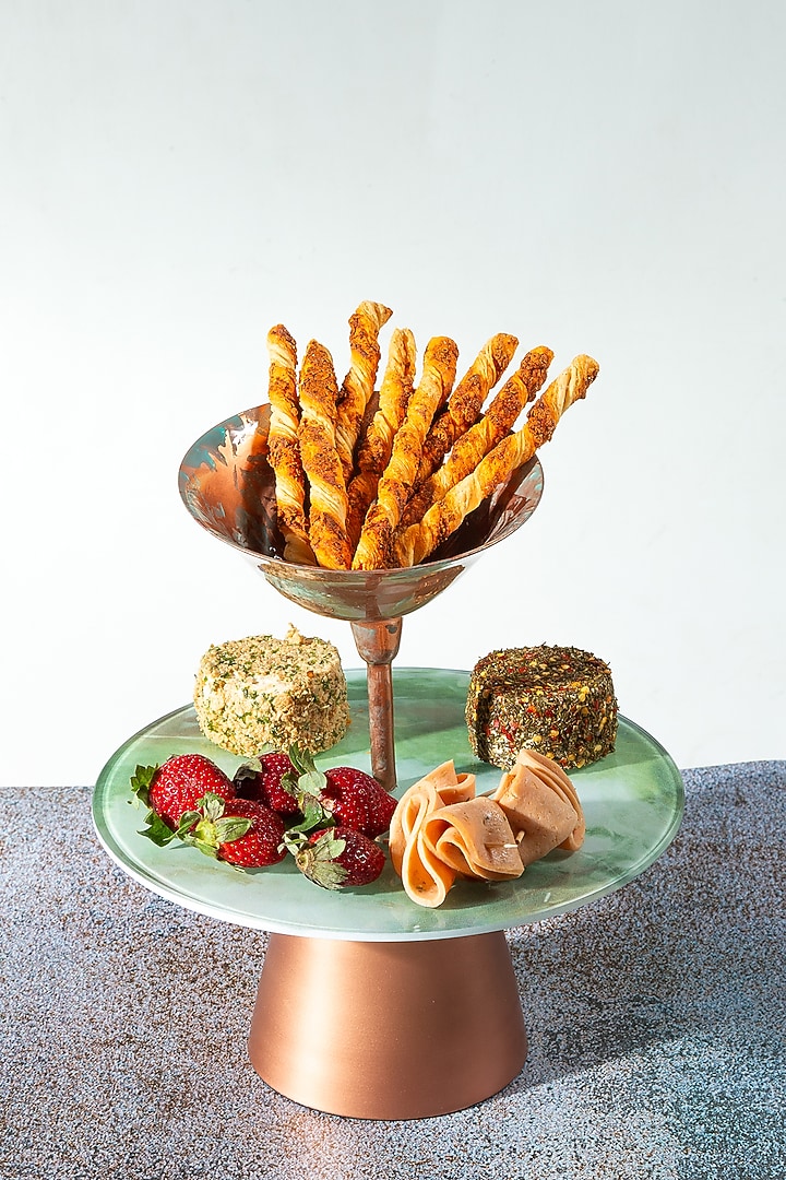 Green Aluminium & Glass Polychrome Platter by Home Couture Collective at Pernia's Pop Up Shop