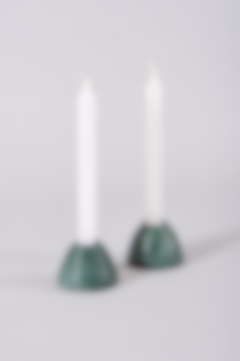 Green Granite Candle Stands (Set Of 2) by Home Couture Collective