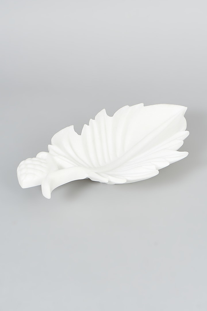 White Marble Leaf Platter by Home Couture Collective