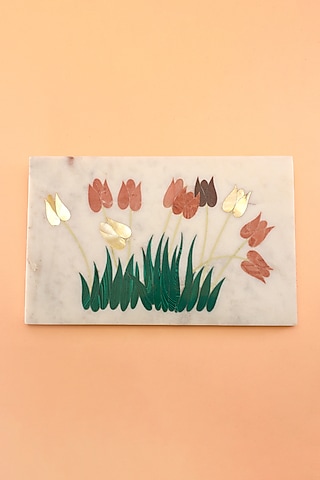 White Stone & Mother Of Pearl Tulip Platter by Home Couture Collective