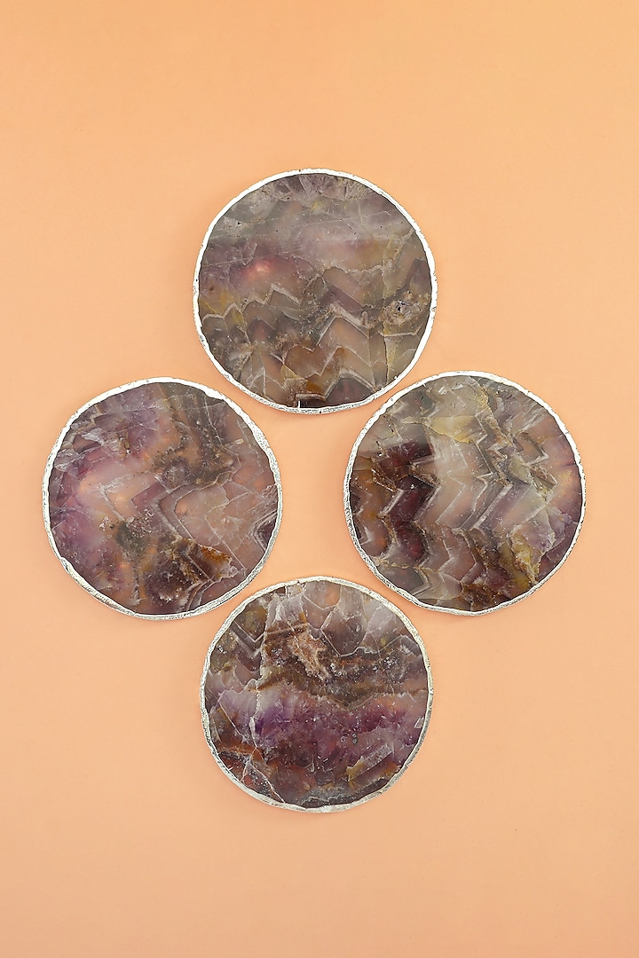 Silver Plated Agate Stone Coaster (Set of 4) by Home Couture Collective at Pernia's Pop Up Shop