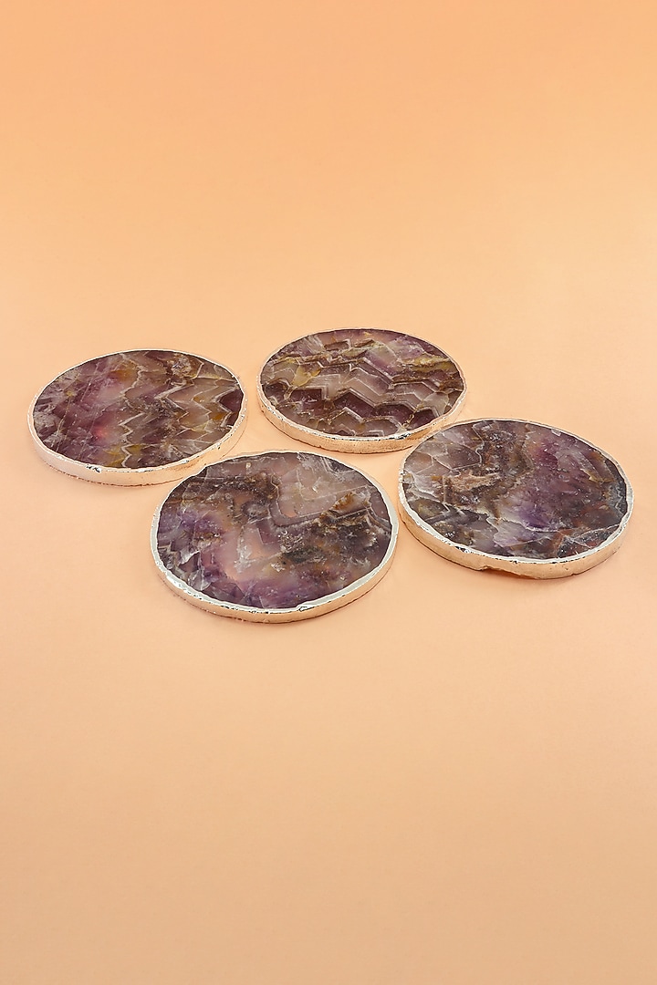Silver Plated Agate Stone Coaster (Set of 4) by Home Couture Collective at Pernia's Pop Up Shop