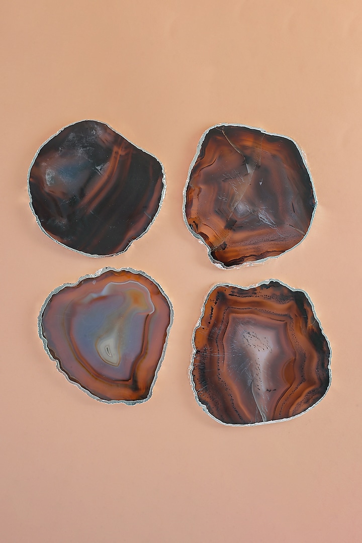 Silver Plated Agate Stone Coasters (Set of 4) by Home Couture Collective at Pernia's Pop Up Shop