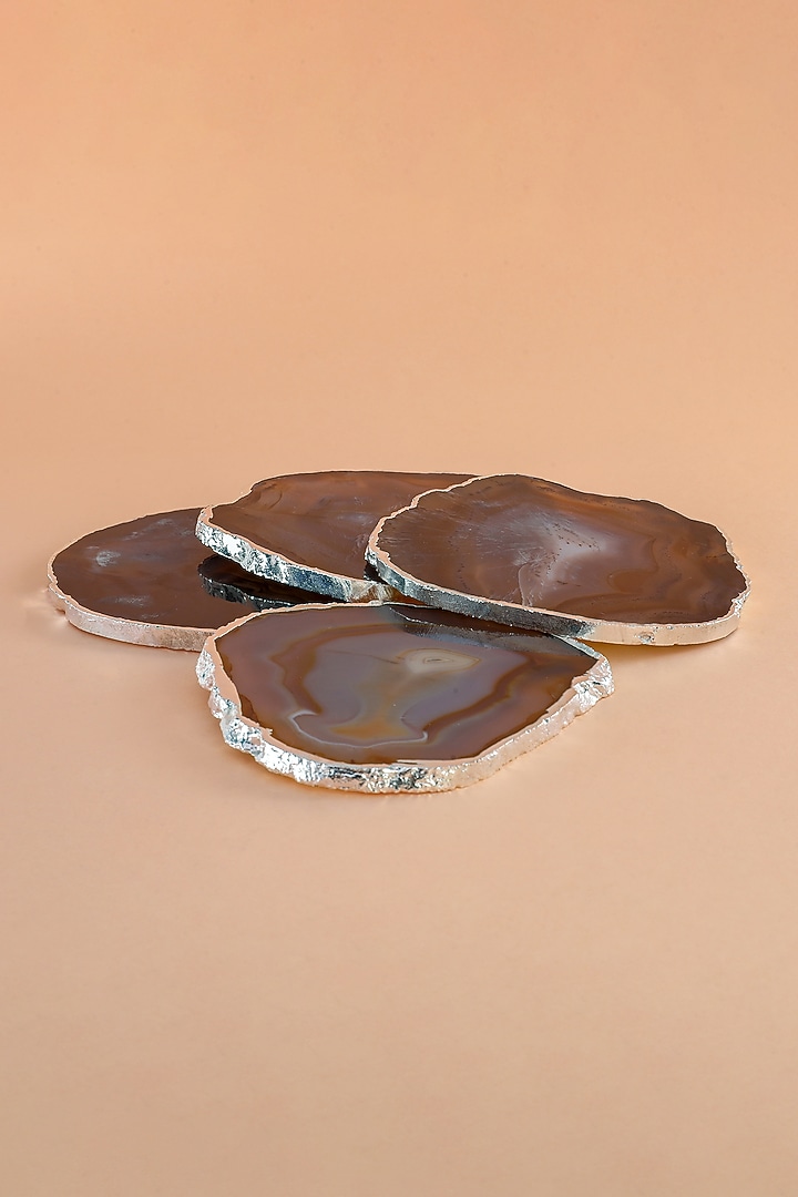 Silver Plated Agate Stone Coasters (Set of 4) by Home Couture Collective at Pernia's Pop Up Shop