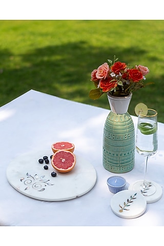 White Marble Oval Platter by Home Couture Collective