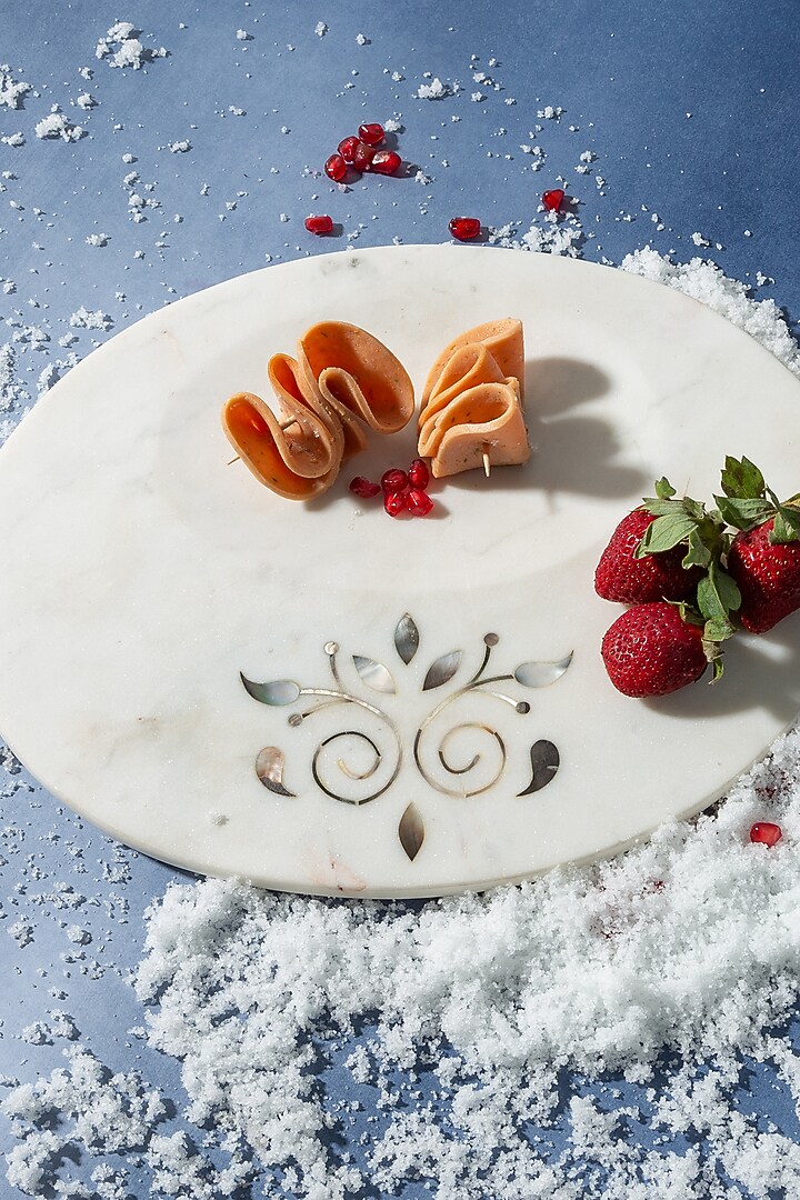 White Marble Oval Platter by Home Couture Collective at Pernia's Pop Up Shop