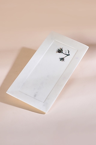 White Indian Stone Motif Platter by Home Couture Collective