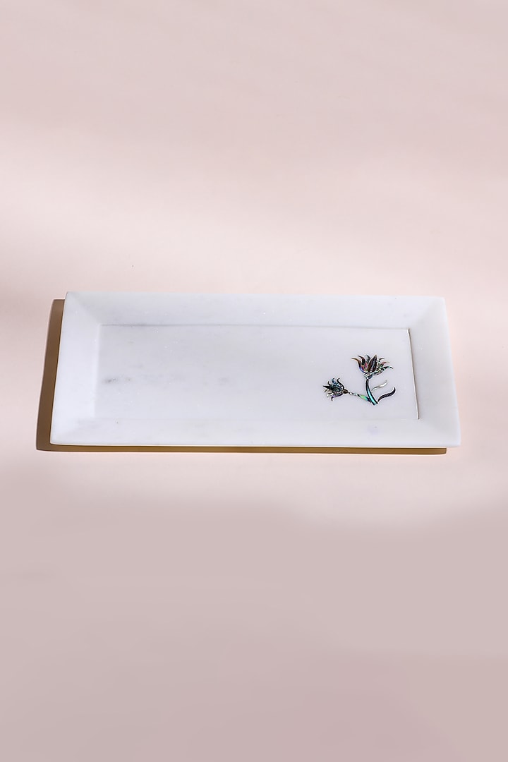 White Indian Stone Motif Platter by Home Couture Collective at Pernia's Pop Up Shop