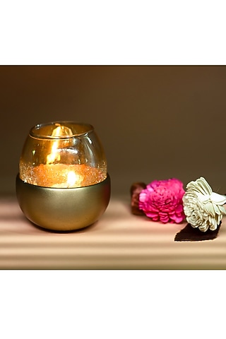 Champagne Gold Metal & Glass Tealight by Home Couture Collective