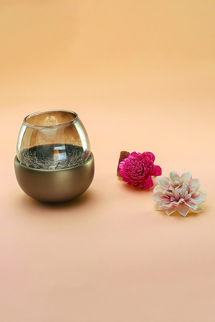 Champagne Gold Metal & Glass Tealight by Home Couture Collective at Pernia's Pop Up Shop