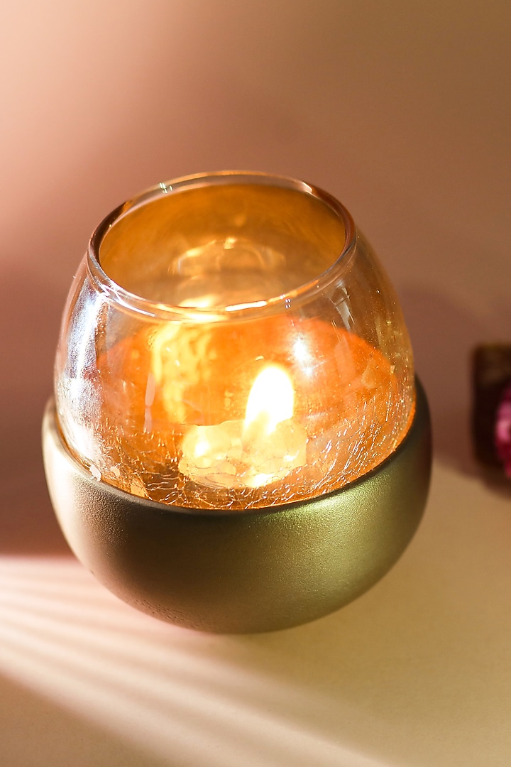 Champagne Gold Metal & Glass Tealight by Home Couture Collective at Pernia's Pop Up Shop