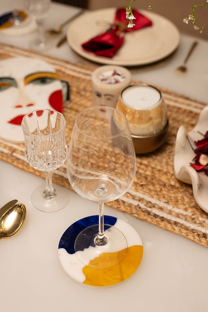 White Indian Stone Coaster (Set of 2) by Home Couture Collective at Pernia's Pop Up Shop