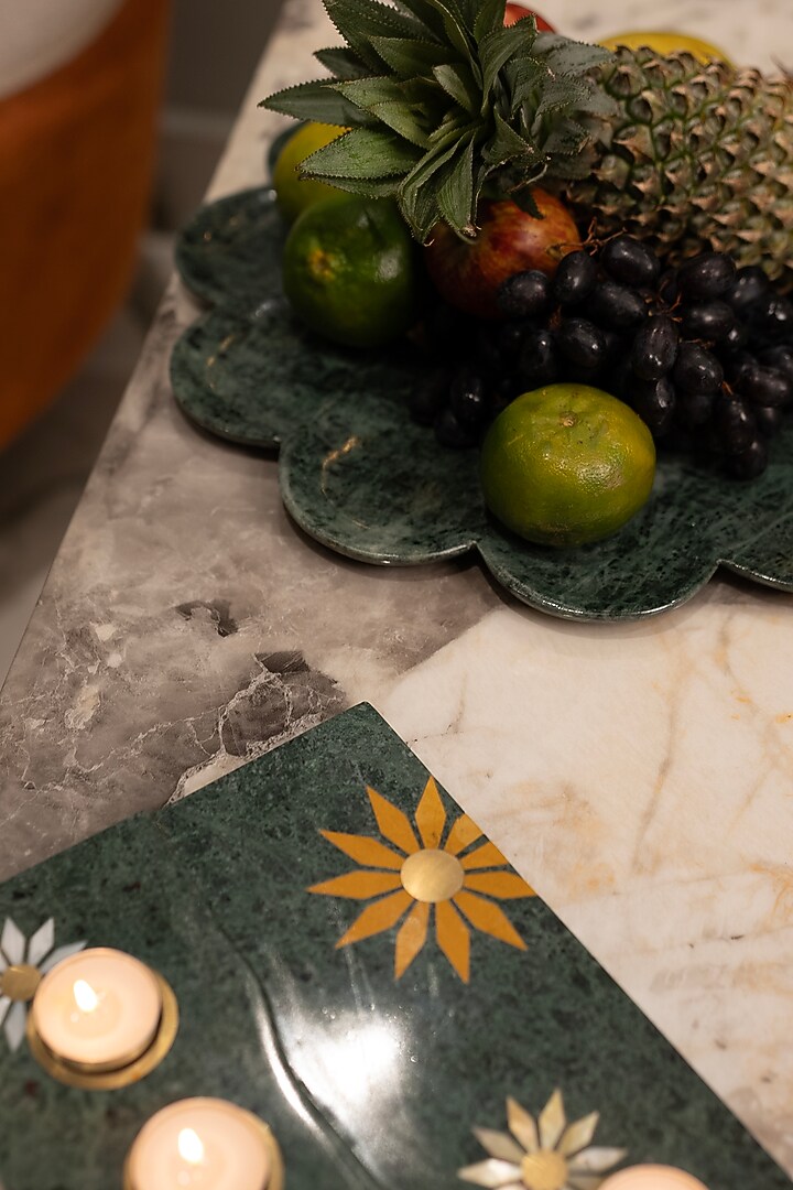 Green Marble & Mother of Pearl Platter With Tea Light Holder by Home Couture Collective at Pernia's Pop Up Shop
