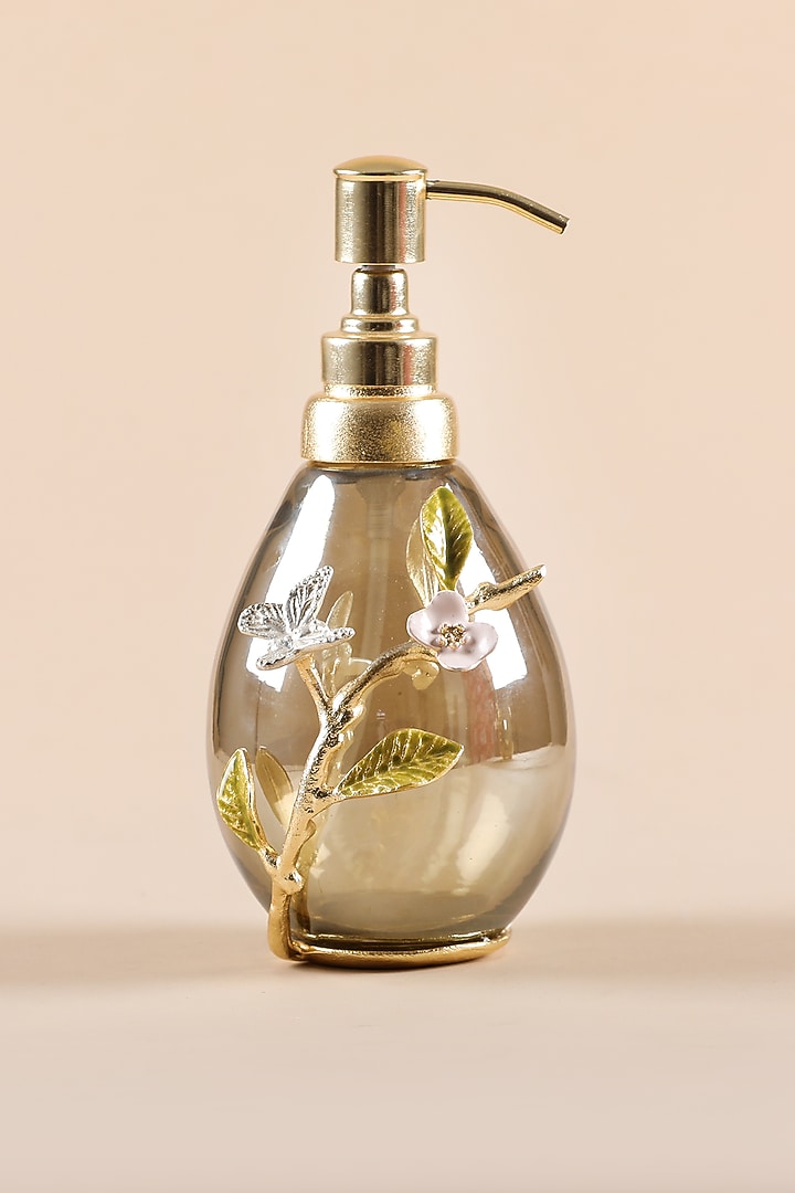 Golden Glass & Enameled Brass Bathroom Set of 2 by Home Couture Collective at Pernia's Pop Up Shop