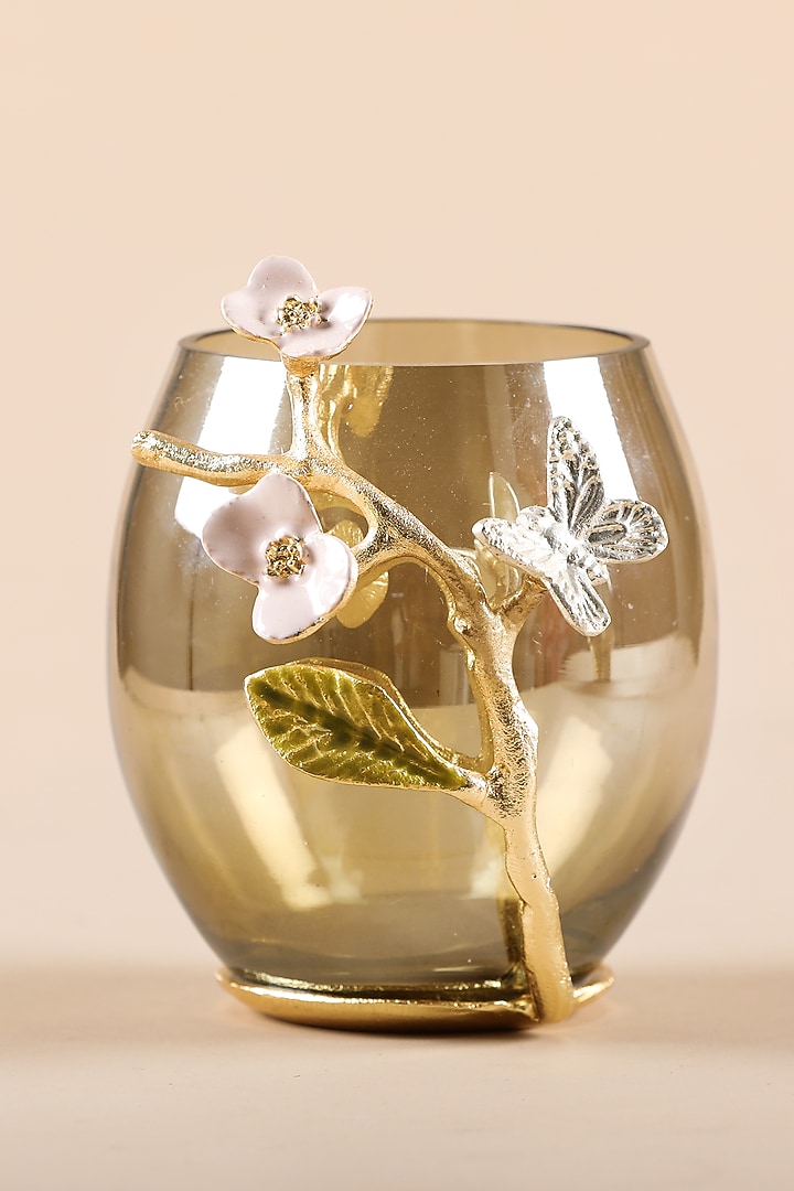 Golden Glass & Enameled Brass Bathroom Set of 2 by Home Couture Collective at Pernia's Pop Up Shop