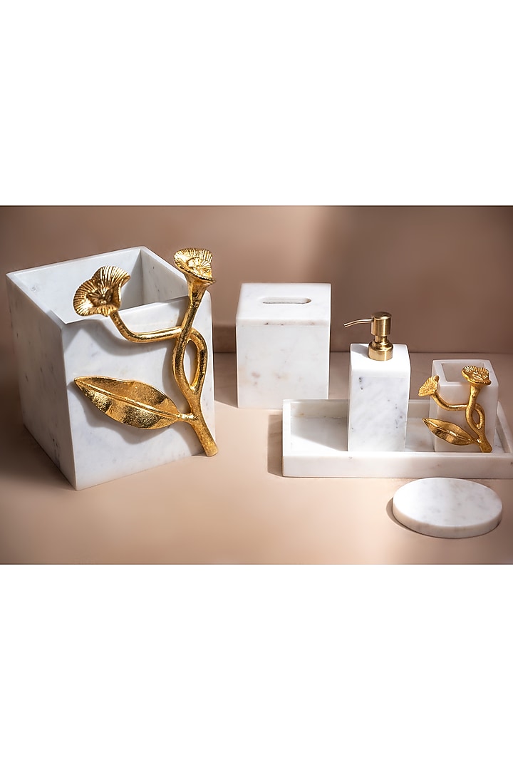 White Marble Bathroom Set Of 6 by Home Couture Collective at Pernia's Pop Up Shop