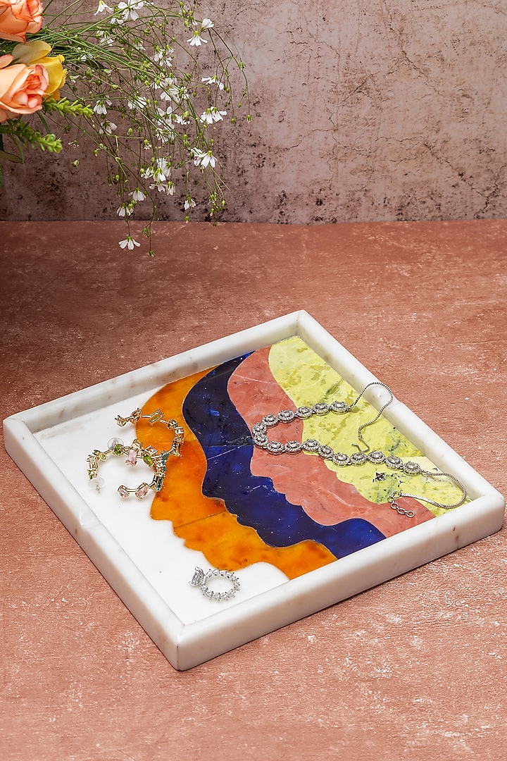 White Indian Stone Platter by Home Couture Collective at Pernia's Pop Up Shop