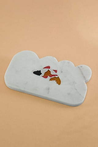White Marble Platter by Home Couture Collective