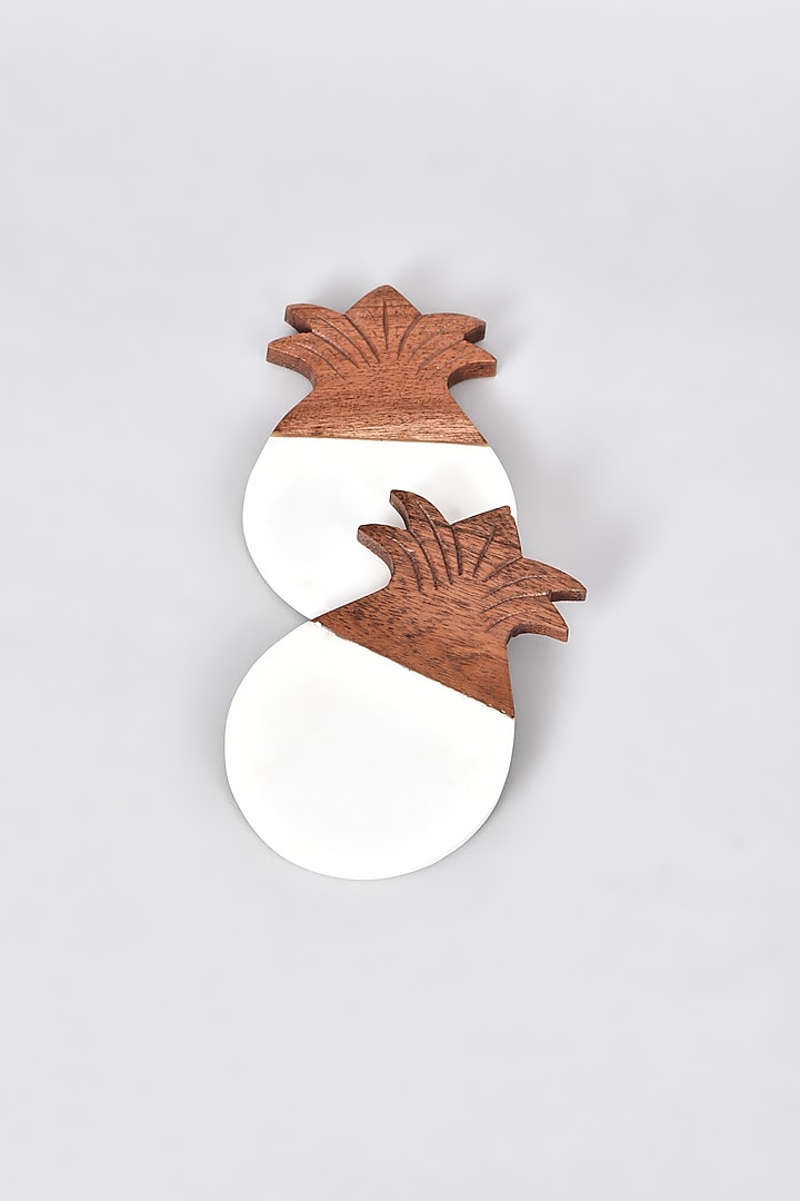 White Pineapple Coasters (Set of 2) by Home Couture Collective