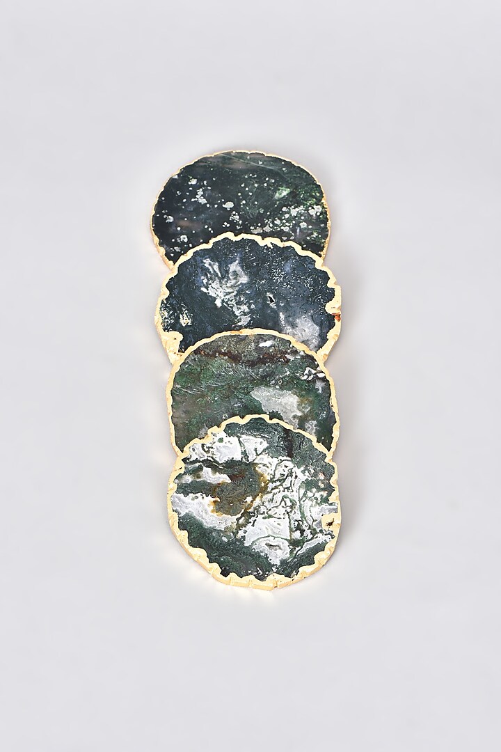 Moss Green Agate Coasters (Set of 4) by Home Couture Collective