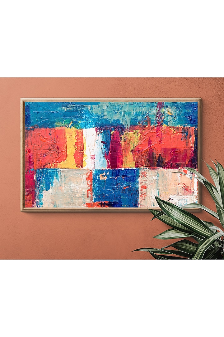 Multi-Colored Print On Canvas with Glass Top Wall Decor by Home Couture Collective