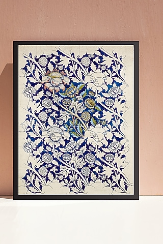 Sea Blue Art Print On Canvas With Glass Top Wall Decor by Home Couture Collective