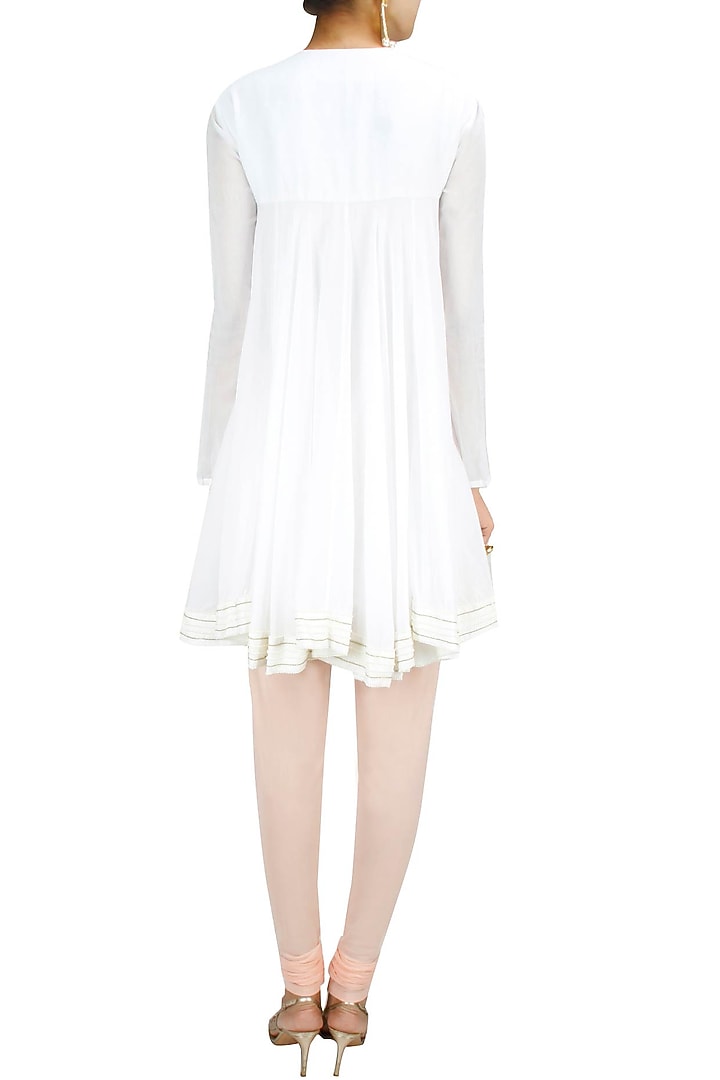 White pearl embroidered kediya short dress available only at Pernia's Pop-Up Shop.