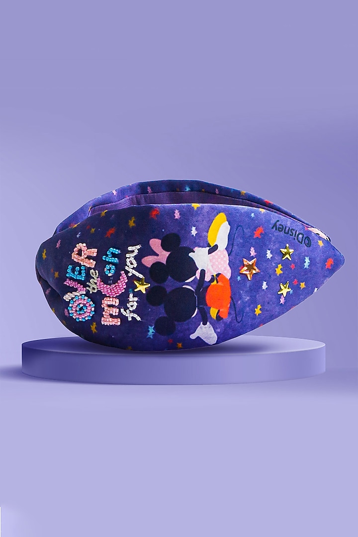 Dark Blue Disney Mickey & Minnie Printed Knotted Headband by Hair Drama Company at Pernia's Pop Up Shop