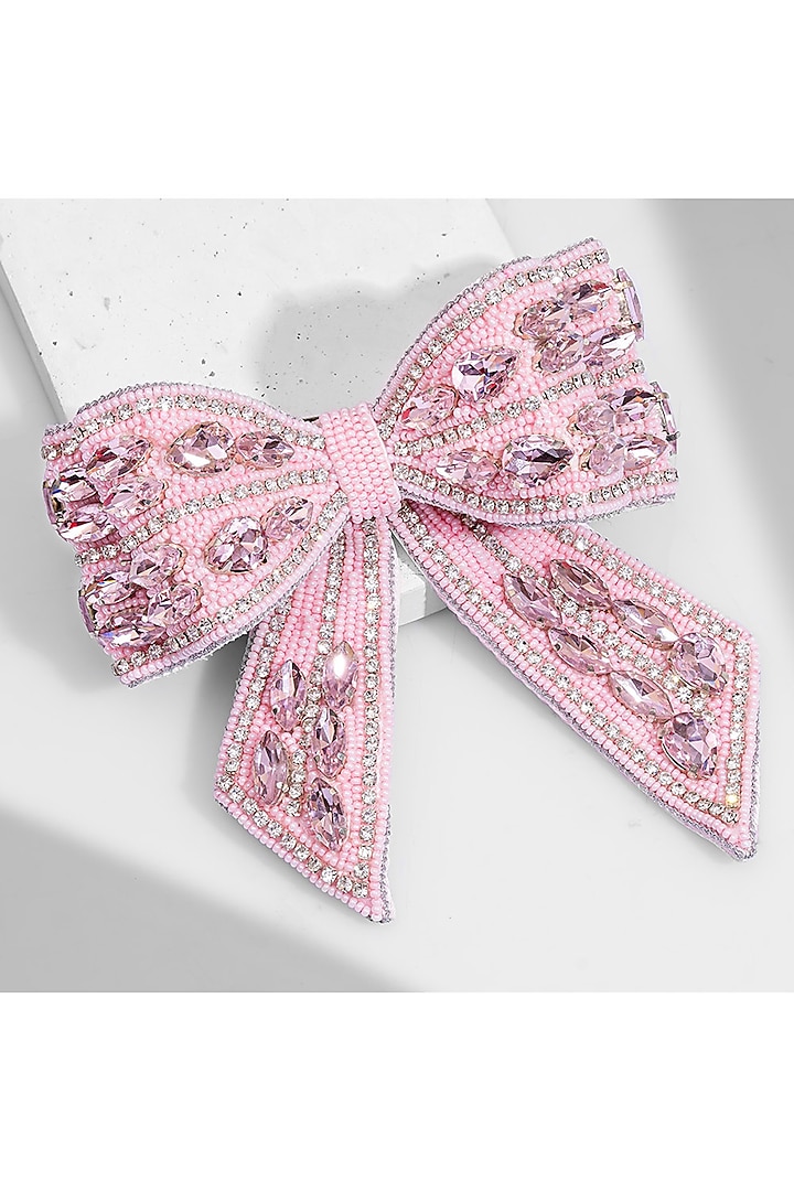 Pink Crystal Embellished Barrette Hair Bow Clip by Hair Drama Company at Pernia's Pop Up Shop
