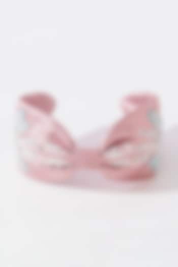 Peach Pink Silk Satin Glass Beaded Knotted Headband by Hair Drama Company at Pernia's Pop Up Shop