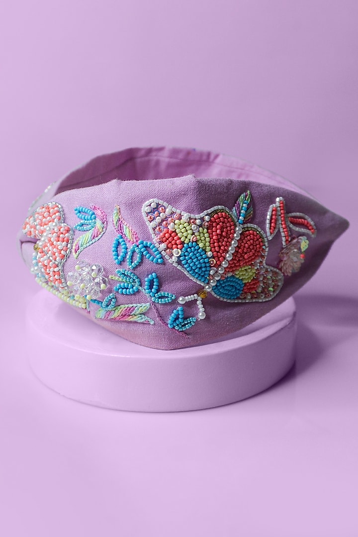 Lilac Embroidered Headband by Hair Drama Company